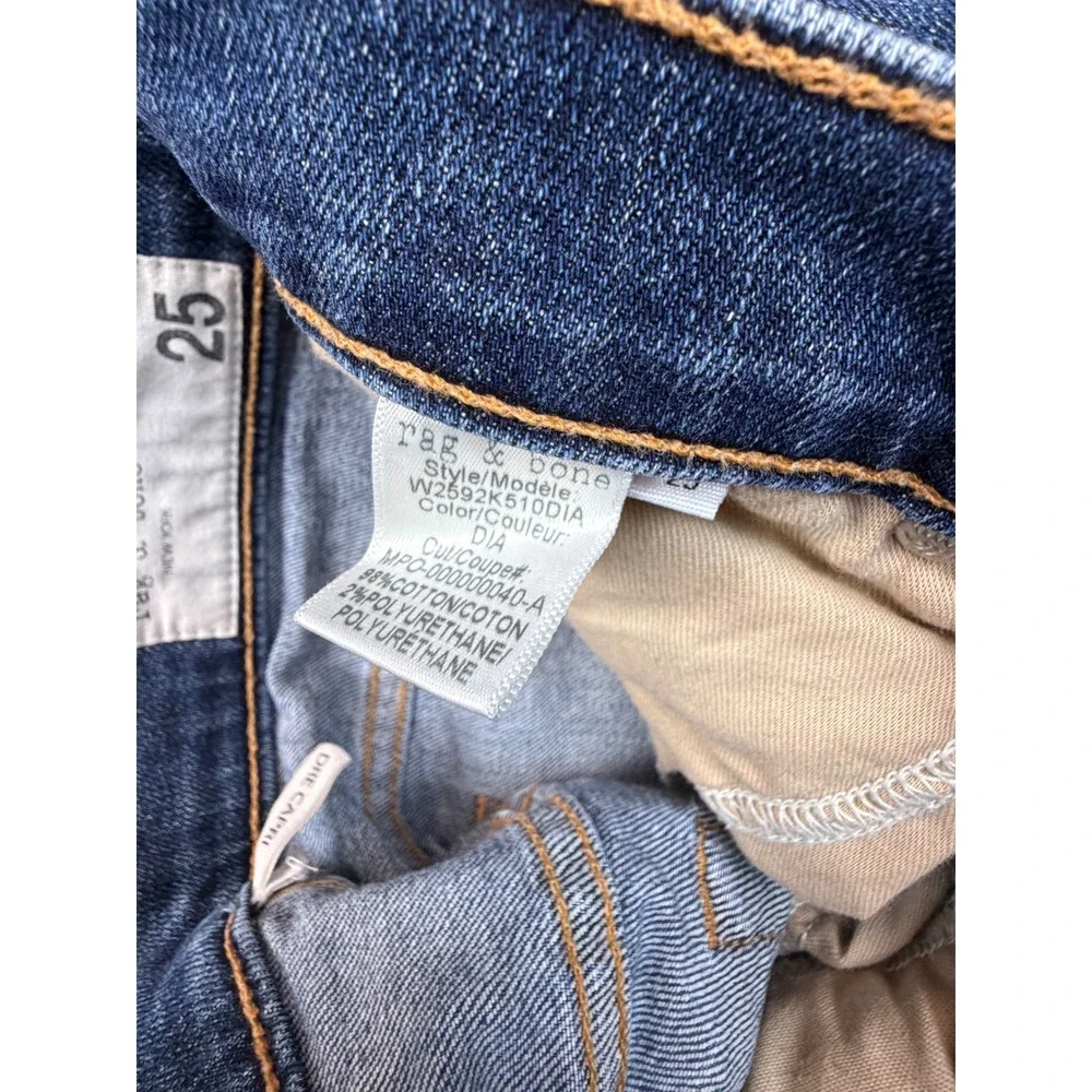 Rag & Bone Dre Capri Jeans 25 DIA Medium‎ Wash Distressed Raw Hem W2592K510DIA